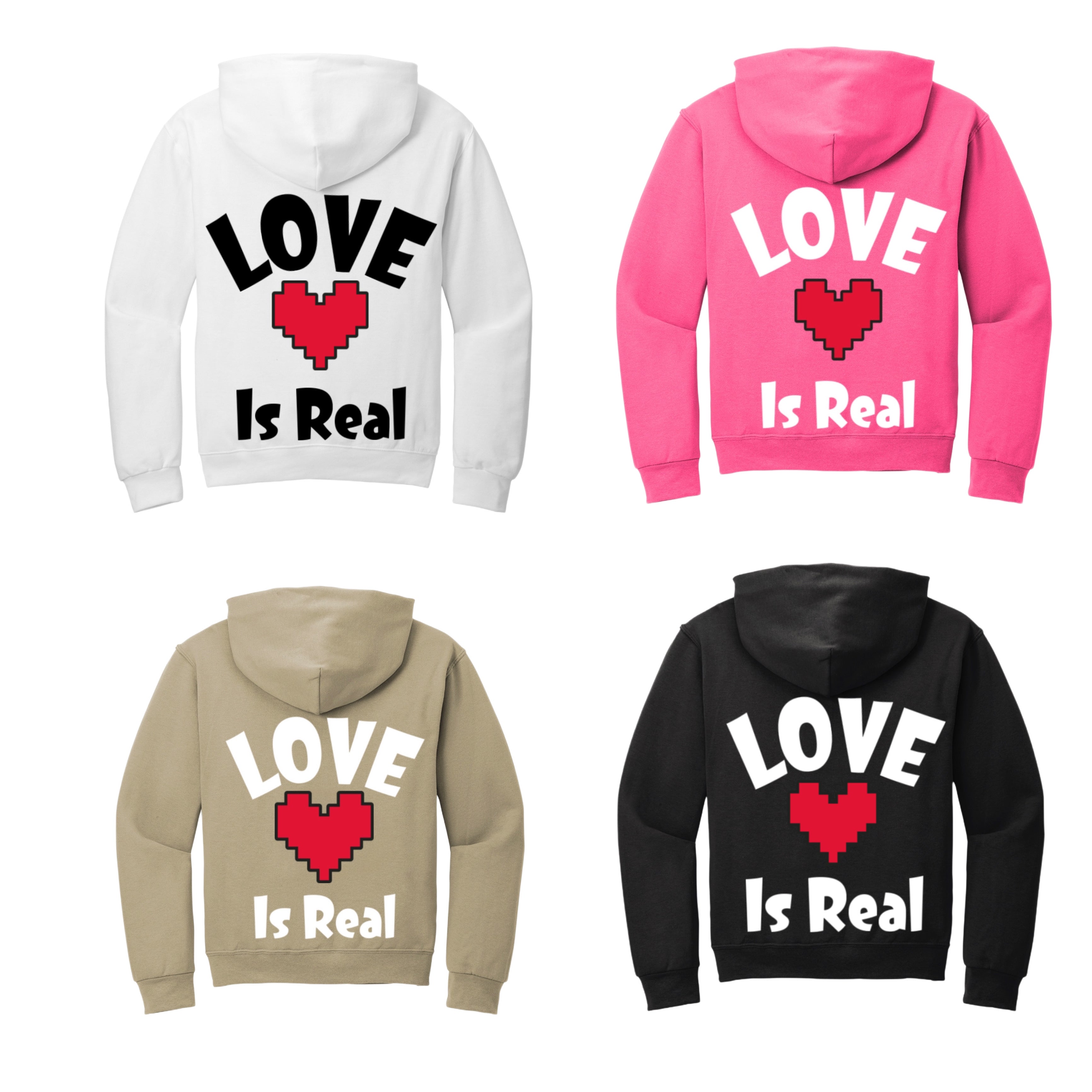 Ninth Cloud™ “Love Is Real”  Core Fleece Pullover Hooded Sweatshirt